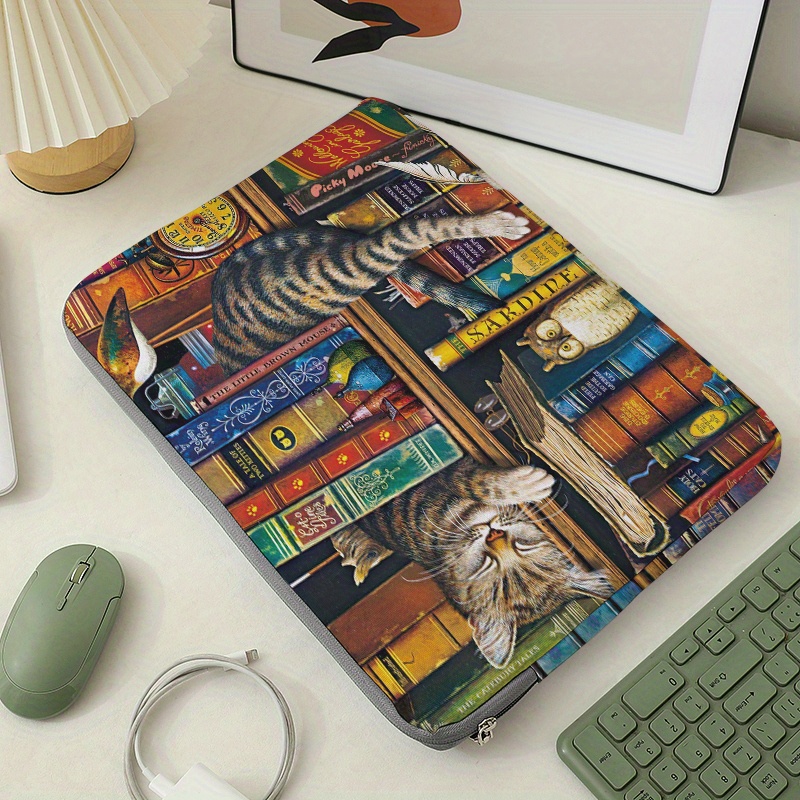 printed laptop bag computer fabric cover accessories soft laptop bag computer soft cover laptop sleeve tablet laptop sleeve leather bag laptop bookcase cat computer zipper cover ideal choice for gifts details 3