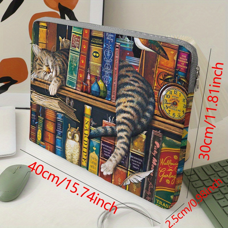 printed laptop bag computer fabric cover accessories soft laptop bag computer soft cover laptop sleeve tablet laptop sleeve leather bag laptop bookcase cat computer zipper cover ideal choice for gifts details 4