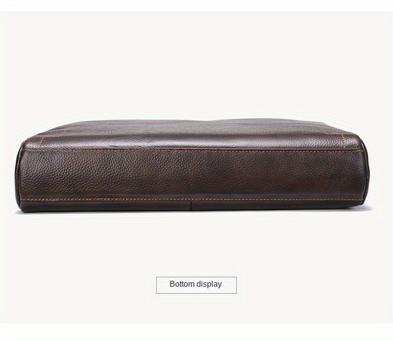 1pc vintage genuine leather laptop computer bag business commuter briefcase for official business trip mens genuine leather handbag simple dark brown bag details 8