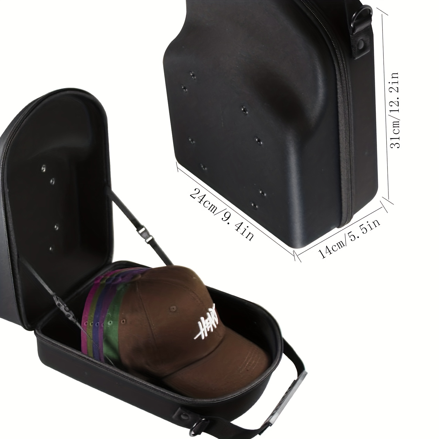 1pc hat travel case crossbody bag with 2 hat brim benders hat storage for baseball hats hat storage bag hat holder hat case with durable handle includes 1 hat travel case and 2 hat brim benders details 0