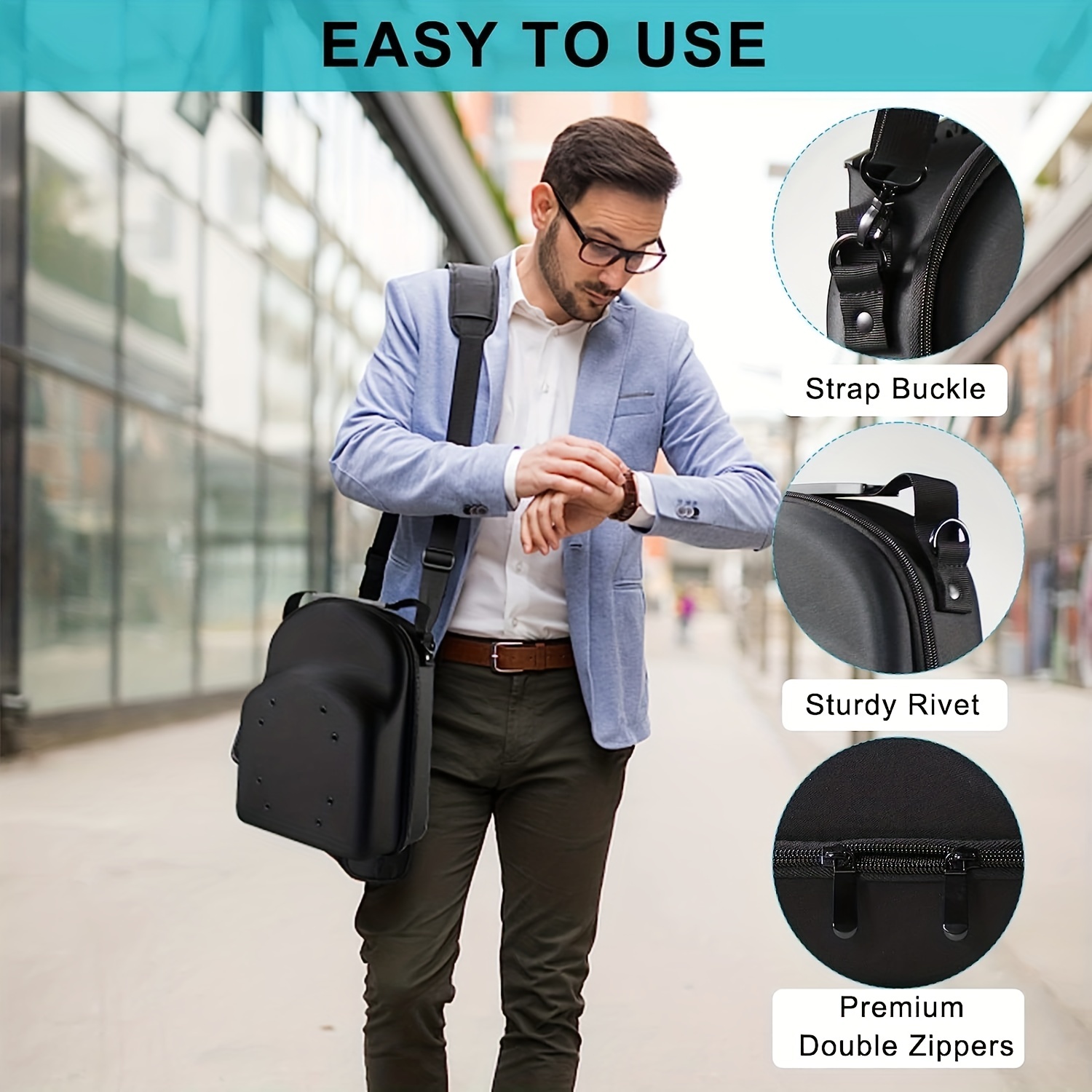 1pc hat travel case crossbody bag with 2 hat brim benders hat storage for baseball hats hat storage bag hat holder hat case with durable handle includes 1 hat travel case and 2 hat brim benders details 5