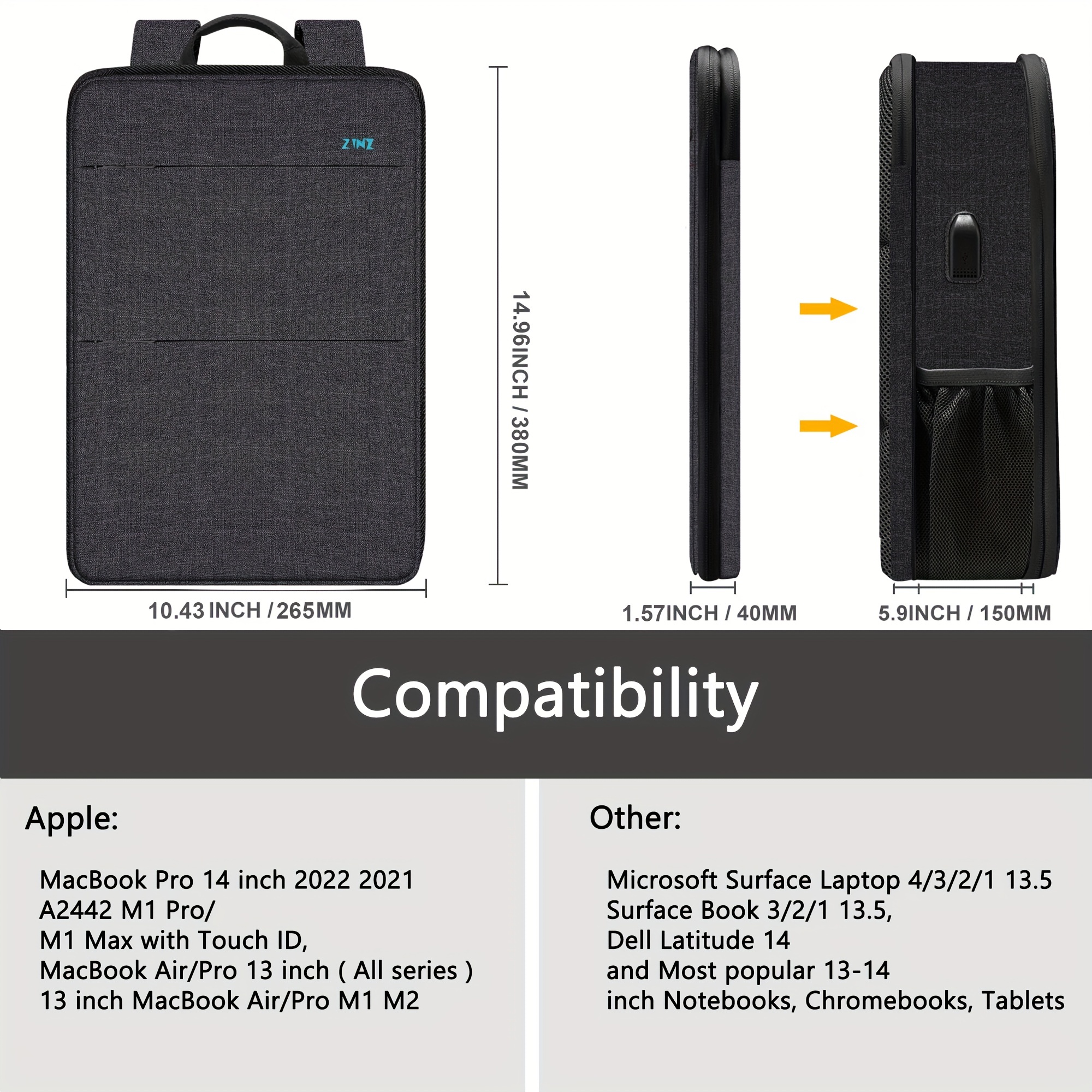 1pc laptop backpack simple and stylish large capacity ultra thin portable laptop backpack details 0