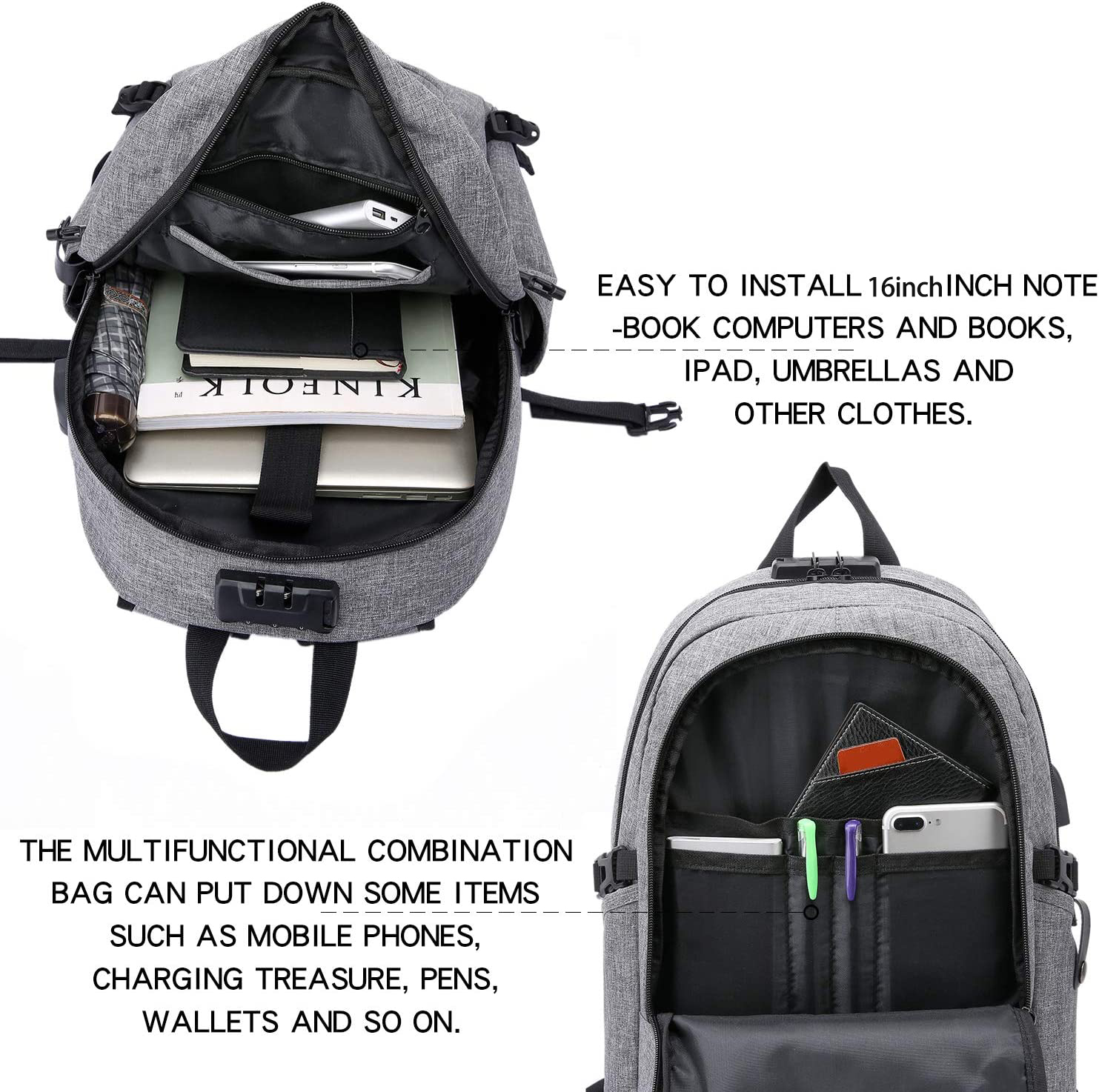 laptop backpack, laptop backpack business travel anti theft backpack for men and women slim durable waterproof college school backpack computer backpack for laptop notebook details 3