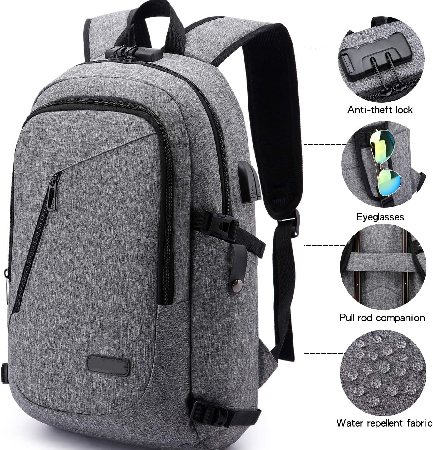 laptop backpack, laptop backpack business travel anti theft backpack for men and women slim durable waterproof college school backpack computer backpack for laptop notebook details 5