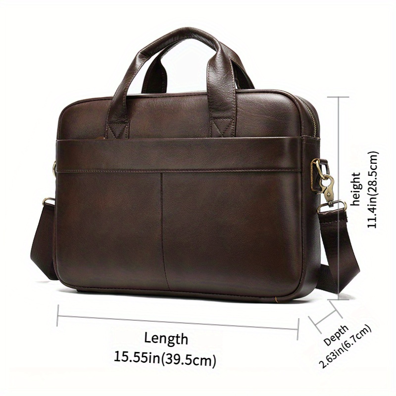 briefcase, 1pc business mens briefcase genuine leather retro computer handbag business trip briefcase for daily use commuter crossbody bag simple brown bag fits for 14inch laptop details 0