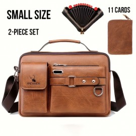 Men's Business Adjustable Casual PU Leather Shoulder Messenger Bag