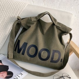 Men's Canvas Print Shoulder Messenger Bag Large Capacity Tote Bag