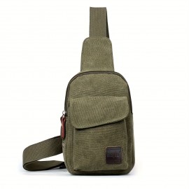 1pc Korean Version Men's Women's Chest Bag Student Commuter Canvas Crossbody Bag Sling Bag Sports Outdoor Single Shoulder Bag For Camping Hiking