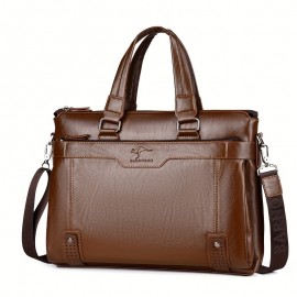 1pc Horizontal Men's Bag, Fashion Crossbody Bag, Soft Faux Leather Shoulder Bag, Large Business Computer Bag, Retro Business Bag