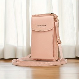 Fashion Simple Shoulder Bag, Solid Color Crossbody Bag, Multifunctional Zipper Purse