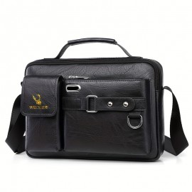 Retro Minimalist Square Shoulder Bag, Classic Textured Business Messenger Bag