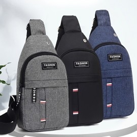 Casual Solid Color Sling Zipper Bag, Multifunctional Sports Outdoor Fancy Pack, Small Crossbody Bag