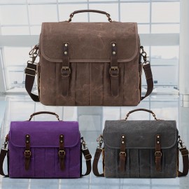Messenger Vintage Briefcase Laptop Bag,  Sturdy Crossbody Shoulder Bag, Buckle Decor Shoulder Bag