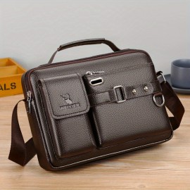 Vintage Solid Color Square Shoulder Bag, All-Match Top Handle Satchel Bag For Women, Trendy Business Messenger Bag