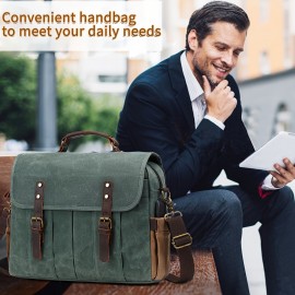 Men's Messenger Bag 15.6 Inch Laptop Bag With Charging Port Waterproof Vintage Briefcase Bag Crossbody Shoulder Bag
