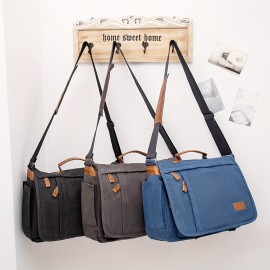 Classic Casual Messenger Bag, 17 Inch Vintage Briefcase Large Crossbody Shoulder Bag, Computer Bag