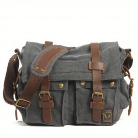 Vintage Canvas Messenger Bags Laptop Bag Large Capacity Shoulder Bag For Hiking Travel