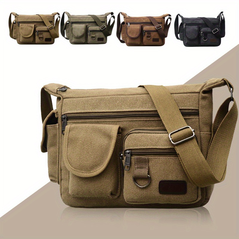 1pc mens retro canvas crossbody bag travel casual shoulder bag outdoor sports crossbody bag details 1