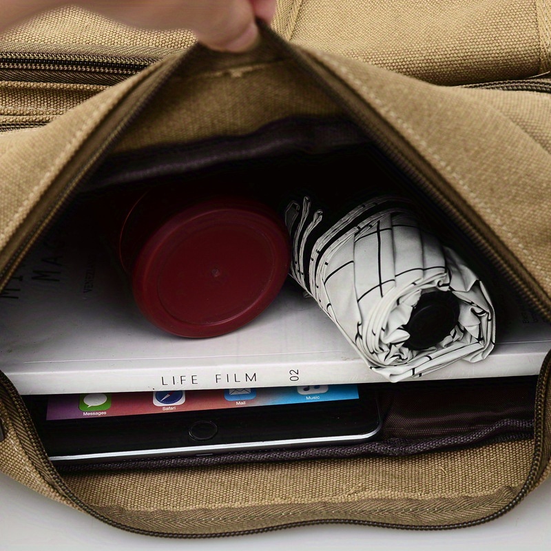 1pc mens retro canvas crossbody bag travel casual shoulder bag outdoor sports crossbody bag details 2