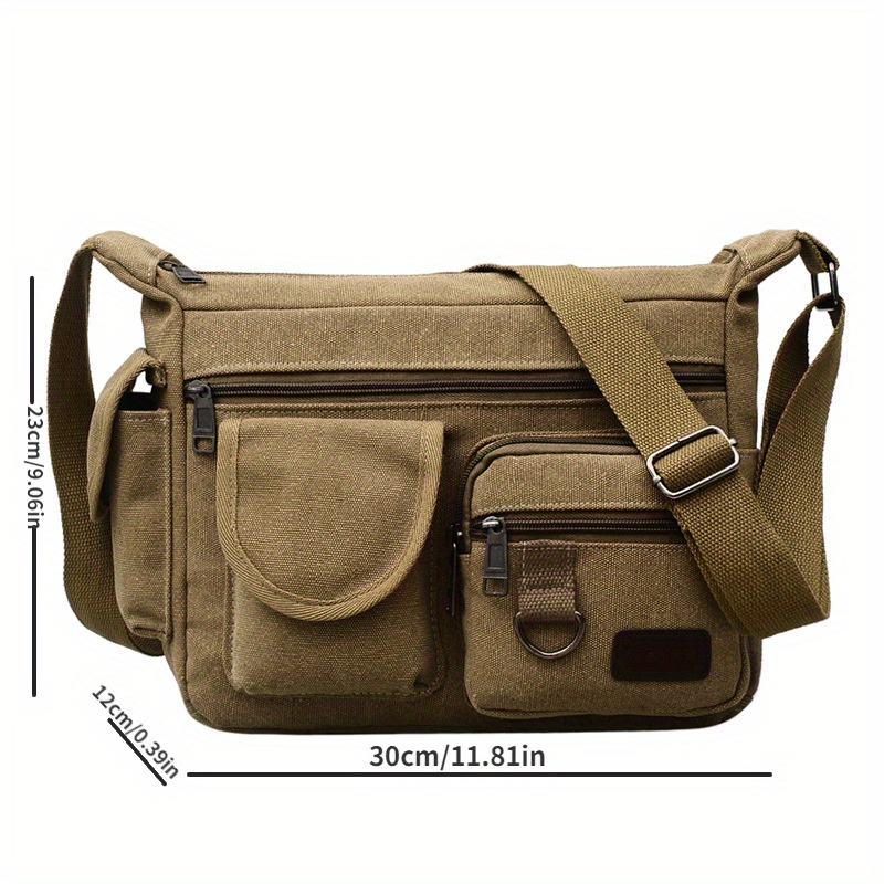 1pc mens retro canvas crossbody bag travel casual shoulder bag outdoor sports crossbody bag details 3
