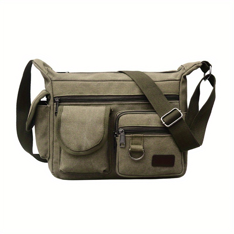 1pc mens retro canvas crossbody bag travel casual shoulder bag outdoor sports crossbody bag details 5