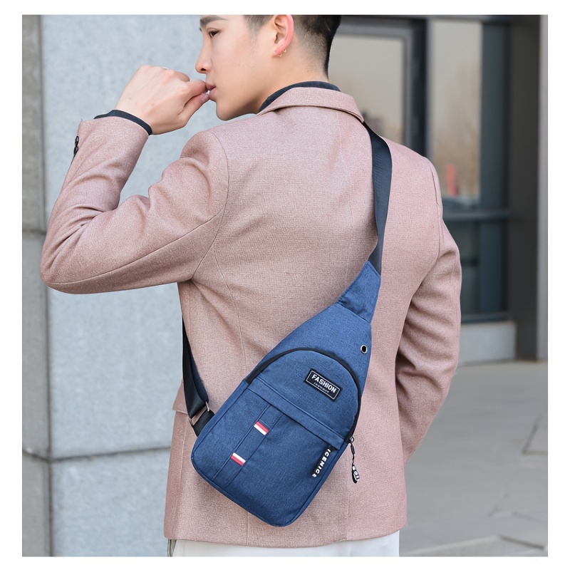 1pc mens small sling bag chest bag crossbody daypack travel hiking bag details 7
