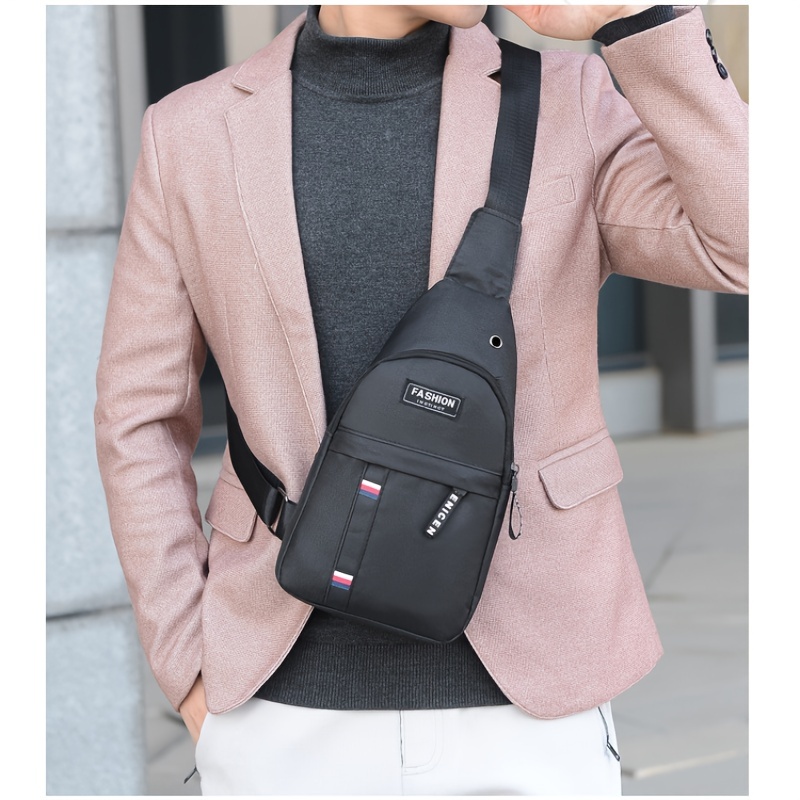 1pc mens small sling bag chest bag crossbody daypack travel hiking bag details 9