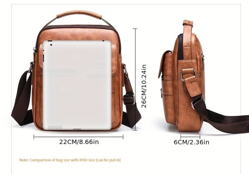 mens crossbody bag shoulder bag retro pu leather vertical handbag business pu leather bag satchel bag details 0