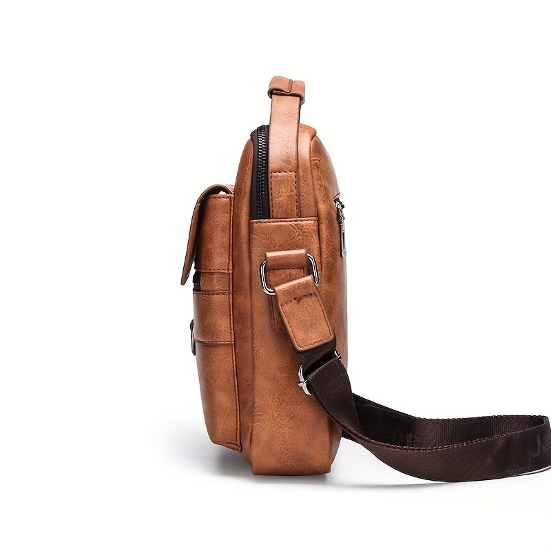 mens crossbody bag shoulder bag retro pu leather vertical handbag business pu leather bag satchel bag details 3