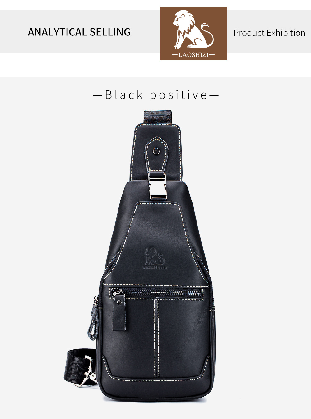 mens large capacity leather chest bag head layer cowhide chest bag retro casual style shoulder bag details 8