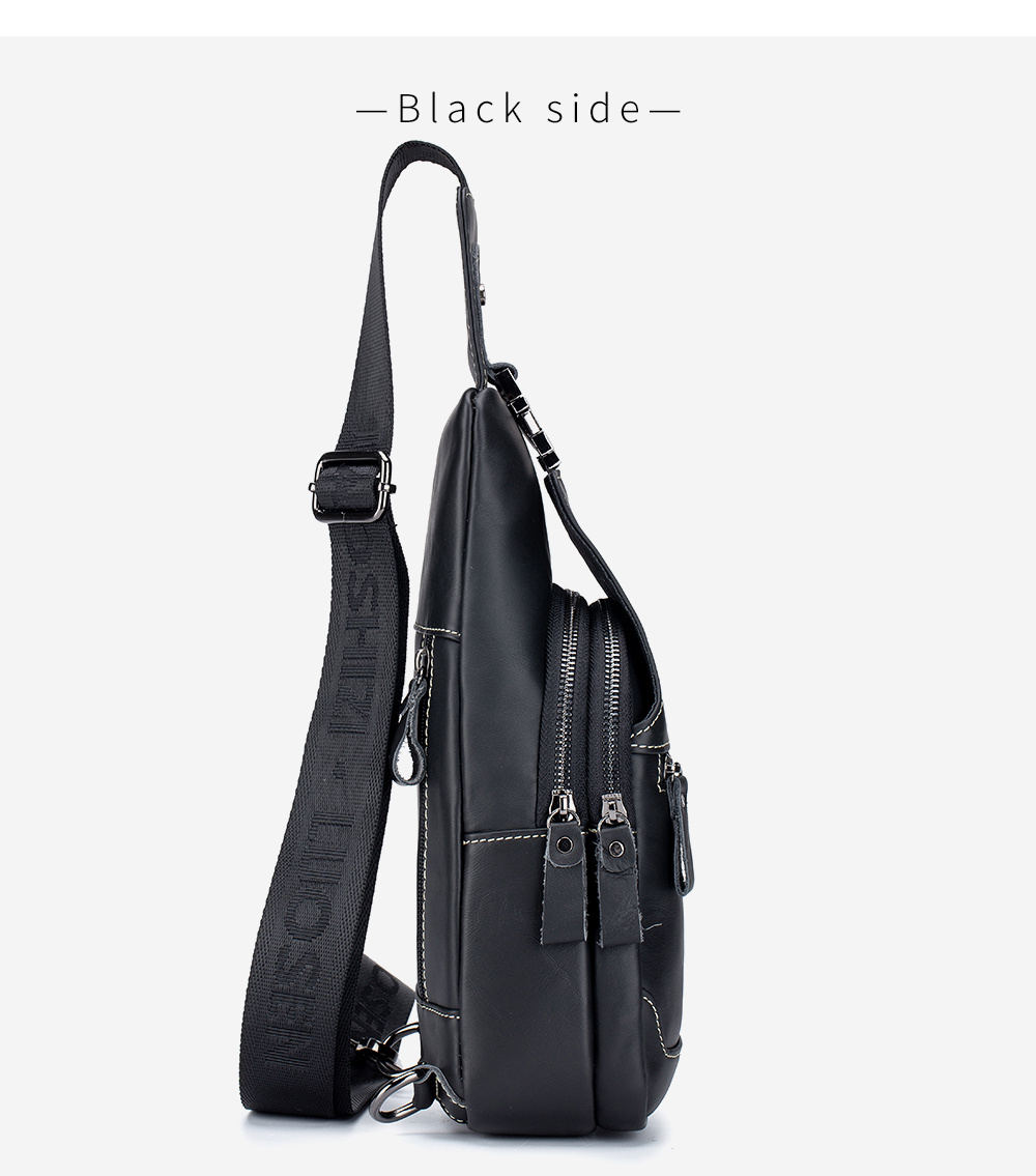 mens large capacity leather chest bag head layer cowhide chest bag retro casual style shoulder bag details 9