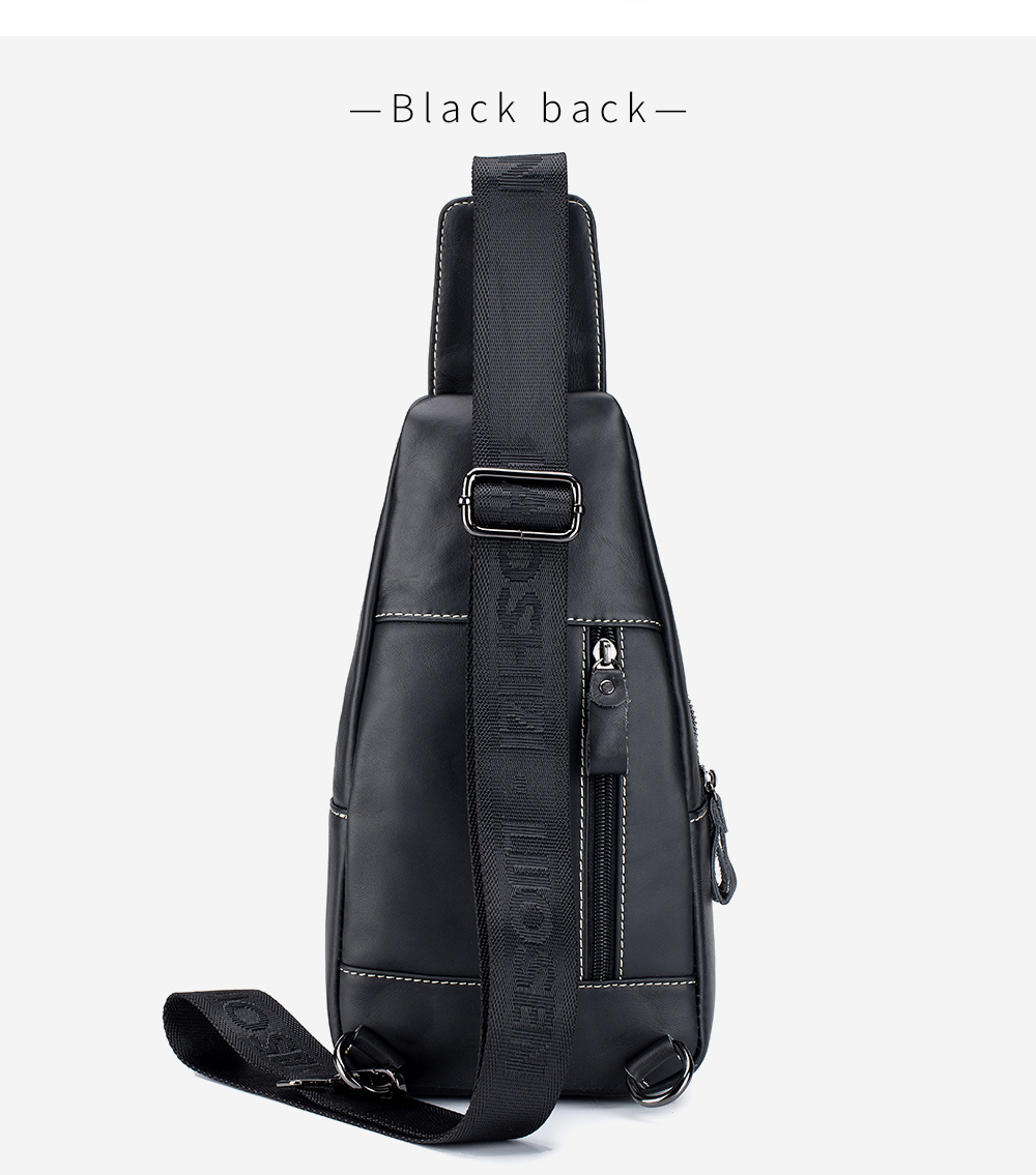 mens large capacity leather chest bag head layer cowhide chest bag retro casual style shoulder bag details 10