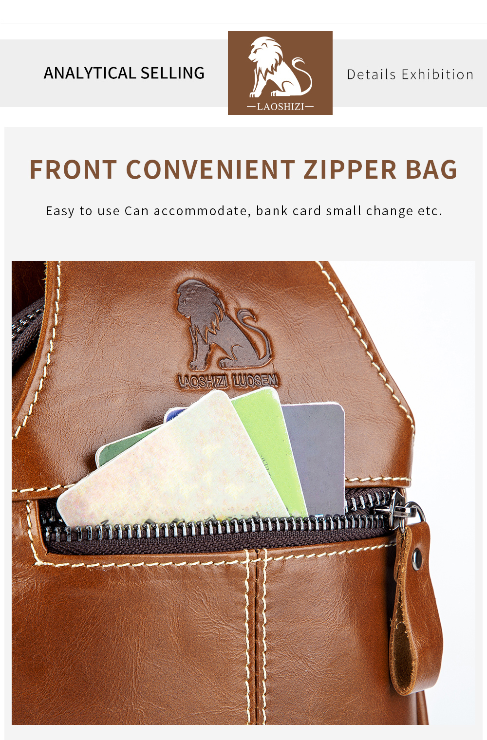 mens large capacity leather chest bag head layer cowhide chest bag retro casual style shoulder bag details 15