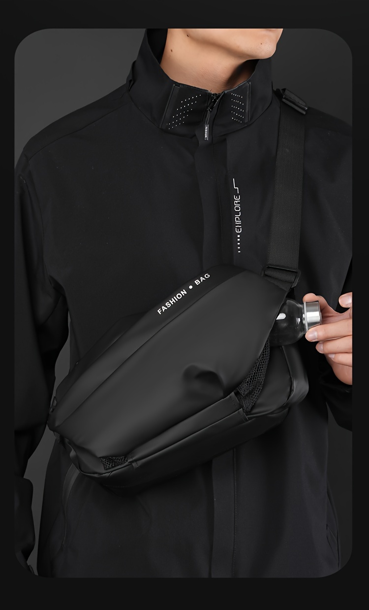 1pc mens crossbody bag commuter chest bag sports trendy shoulder bag details 2