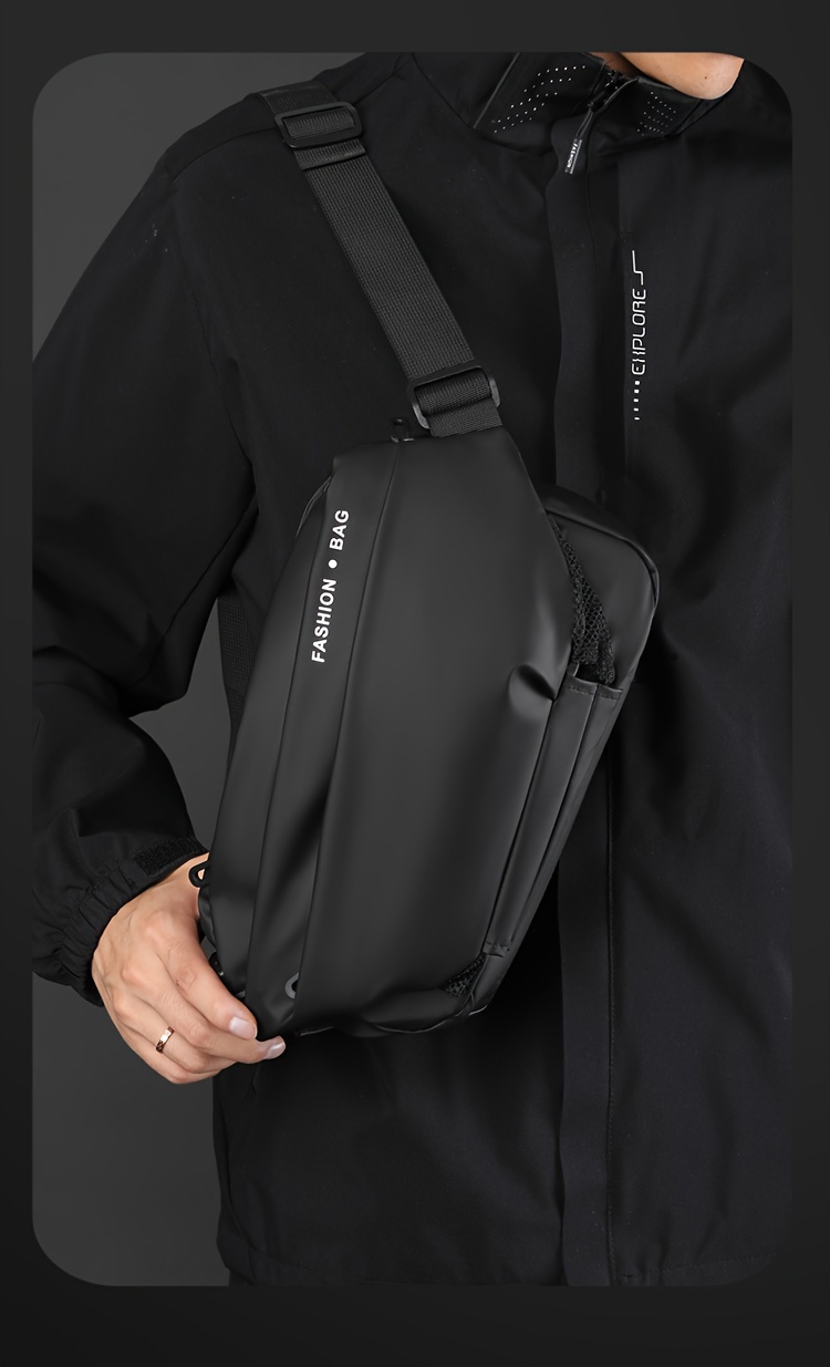 1pc mens crossbody bag commuter chest bag sports trendy shoulder bag details 4