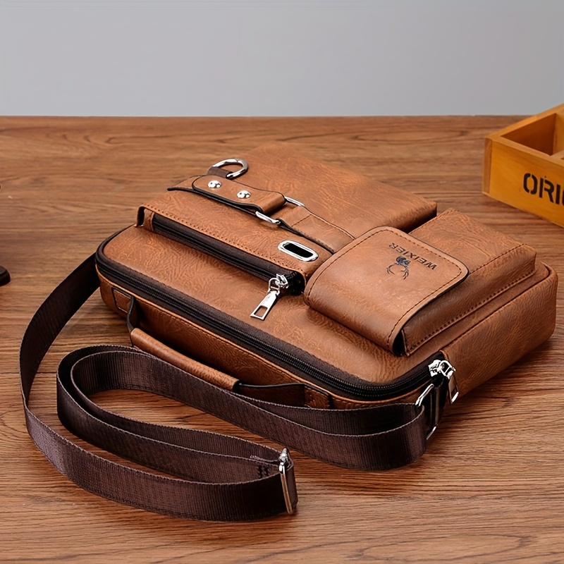 1pc mens messenger bag business satchel crossbody casual bag details 4