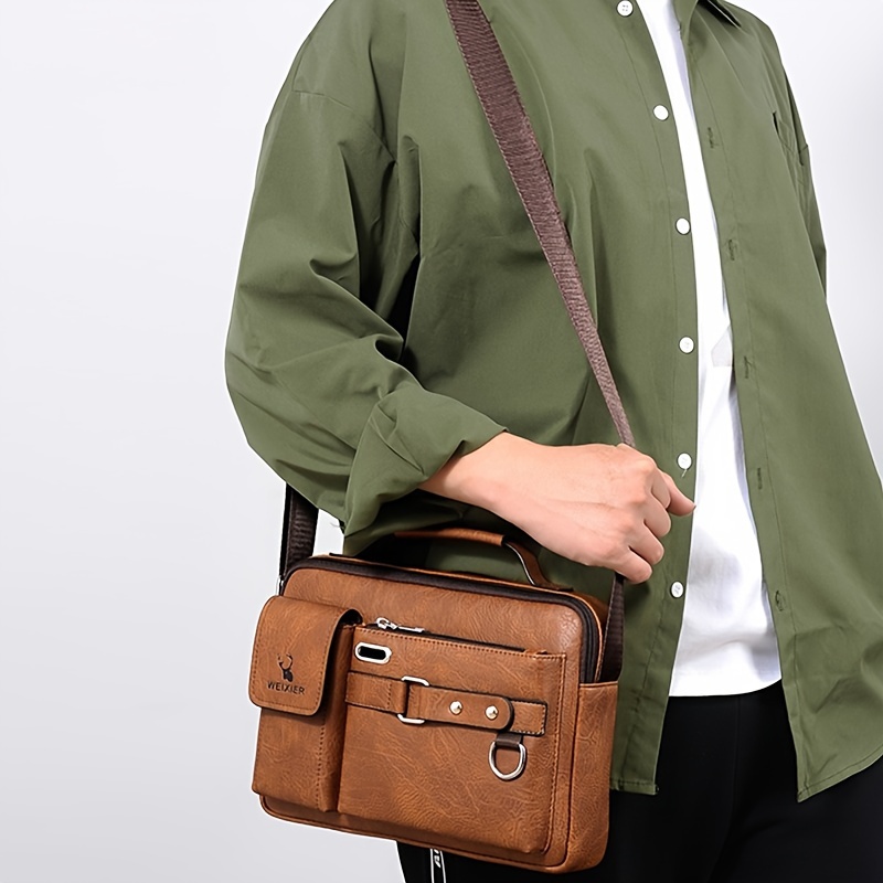 1pc mens messenger bag business satchel crossbody casual bag details 6