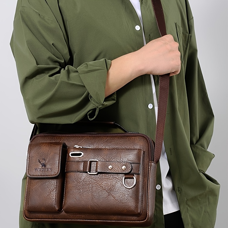 1pc mens messenger bag business satchel crossbody casual bag details 9