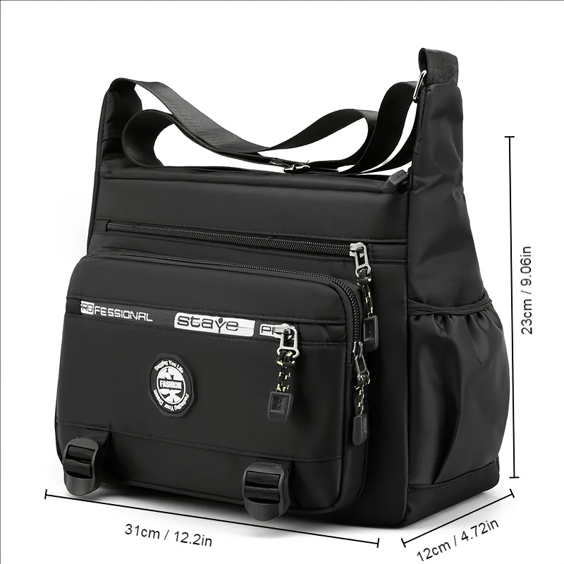 mens multi layer messenger bag large capacity shoulder bag waterproof and wear resistant crossbody bag details 4