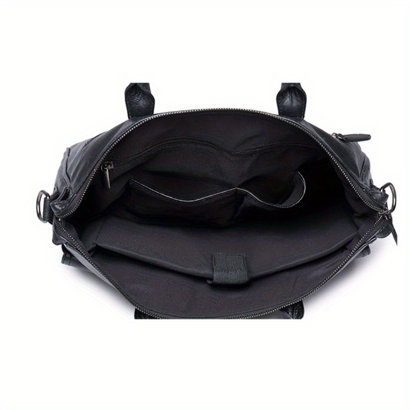 1pc mens shoulder cross body pu leather tote bag details 2