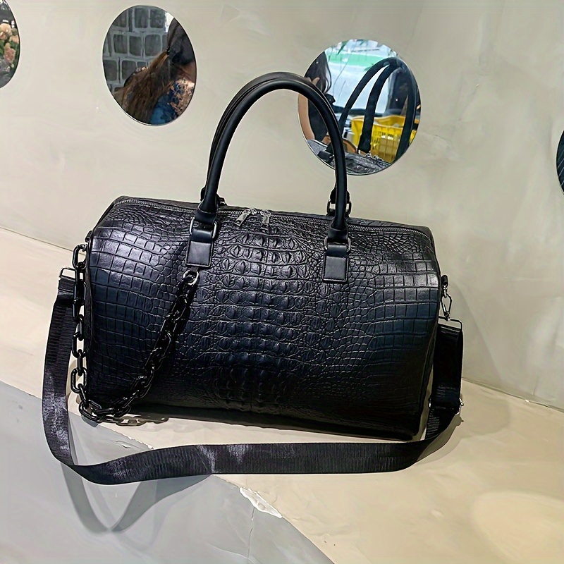 1pc mens fashionable handbag fashionable crocodile pattern retro pu waterproof and wear resistant bag details 1