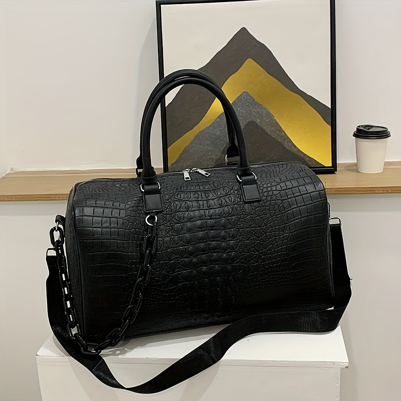 1pc mens fashionable handbag fashionable crocodile pattern retro pu waterproof and wear resistant bag details 3