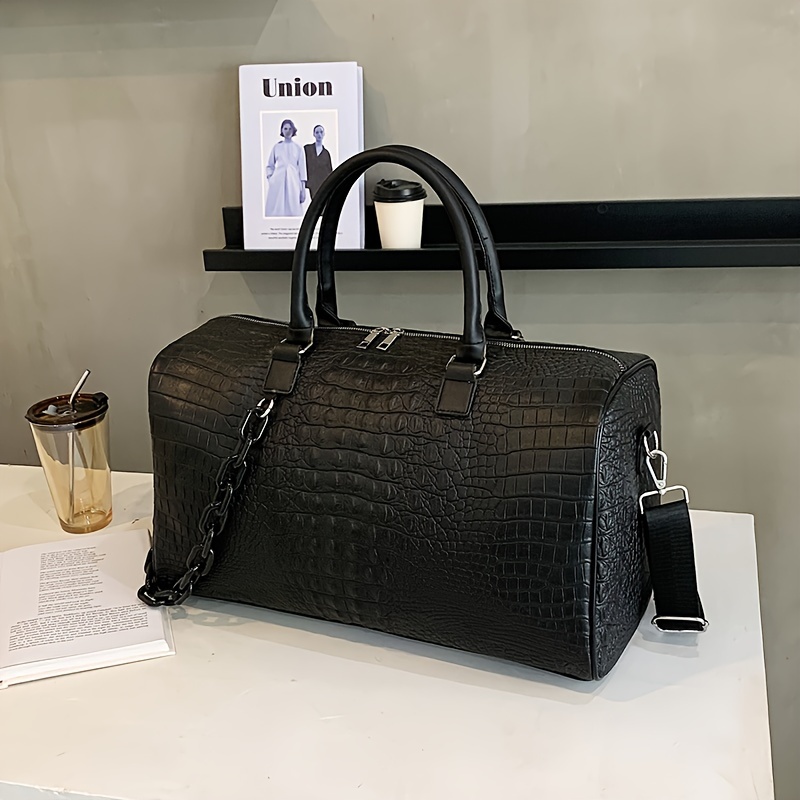 1pc mens fashionable handbag fashionable crocodile pattern retro pu waterproof and wear resistant bag details 4