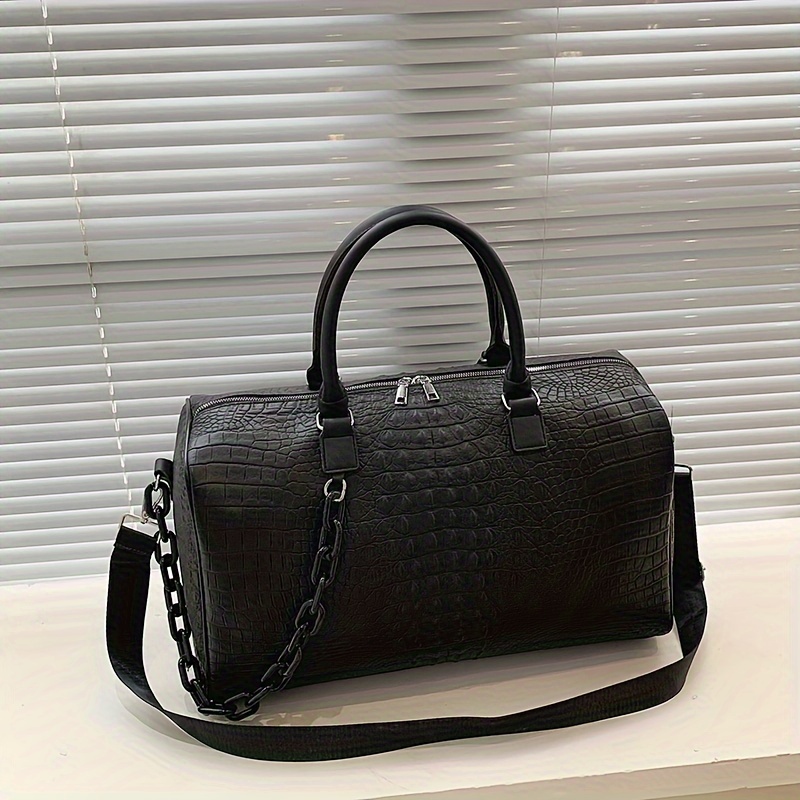 1pc mens fashionable handbag fashionable crocodile pattern retro pu waterproof and wear resistant bag details 7
