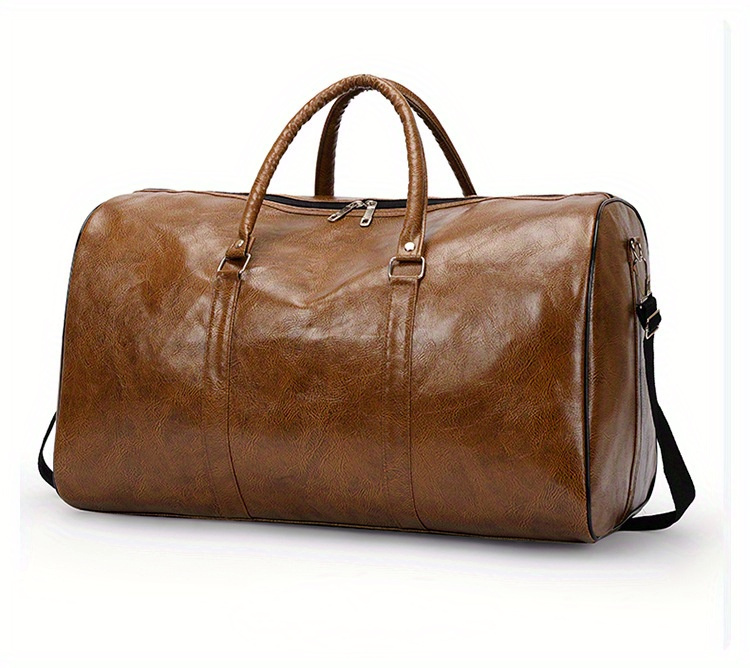 1pc mens pu leather fitness bag large capacity lightweight business travel bag sports hand held bag details 0
