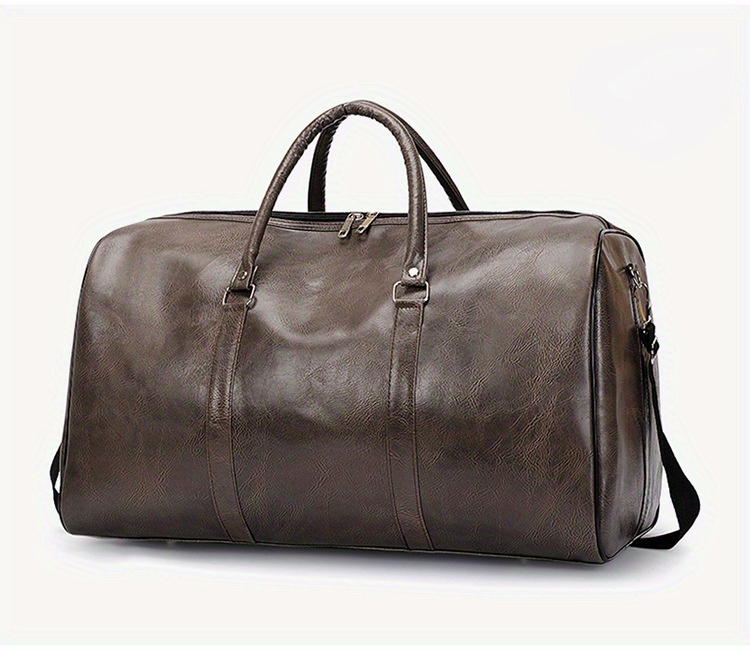 1pc mens pu leather fitness bag large capacity lightweight business travel bag sports hand held bag details 2