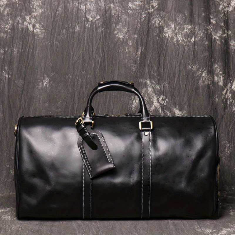 1pc mens genuine leather handbag vintage luggage bag top layer cowhide crossbody bag large capacity duffle bag fitness bag short distance travel bag for husbands christmas gift details 8