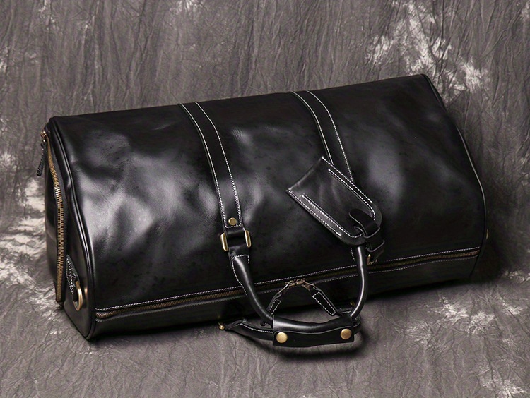 1pc mens genuine leather handbag vintage luggage bag top layer cowhide crossbody bag large capacity duffle bag fitness bag short distance travel bag for husbands christmas gift details 9