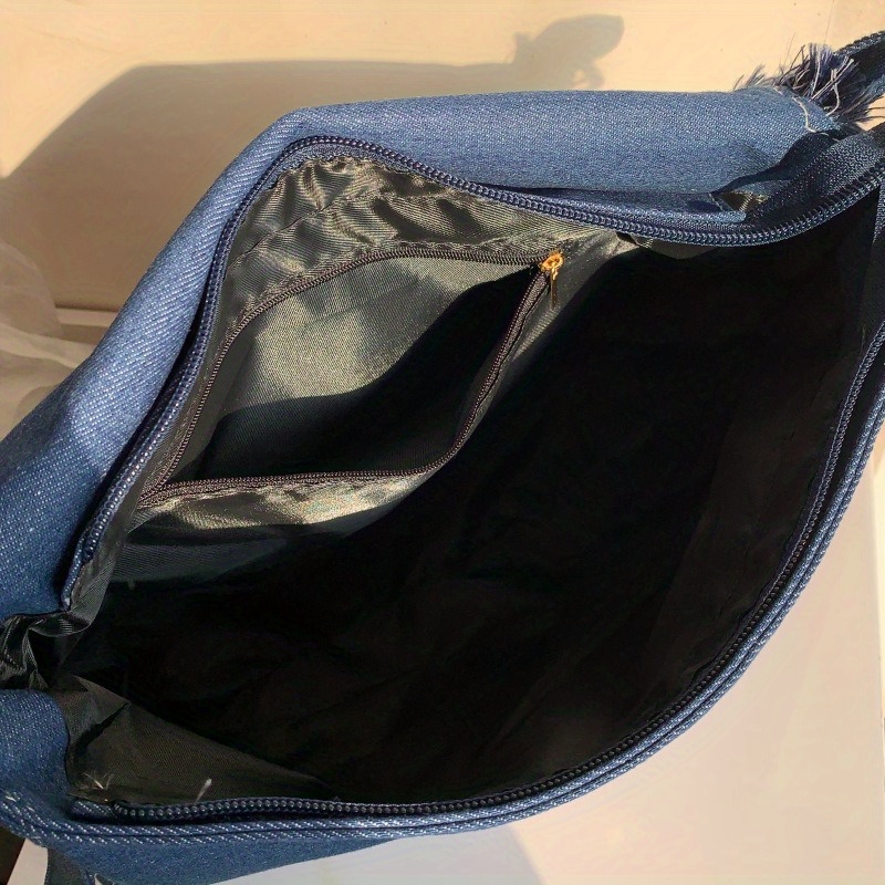 trendy large capacity shoulder bag solid color tassel flap underarm bag perfect commuter bag for daily use details 3