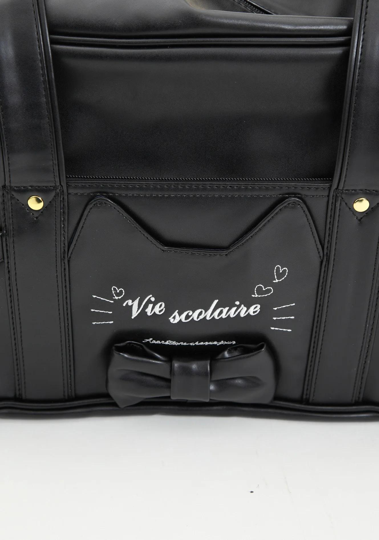 Vintage Cute Cat Tote Bag, Portable Large Capacity Shoulder Bag, Versatile Underarm Bag For Commuting details 5